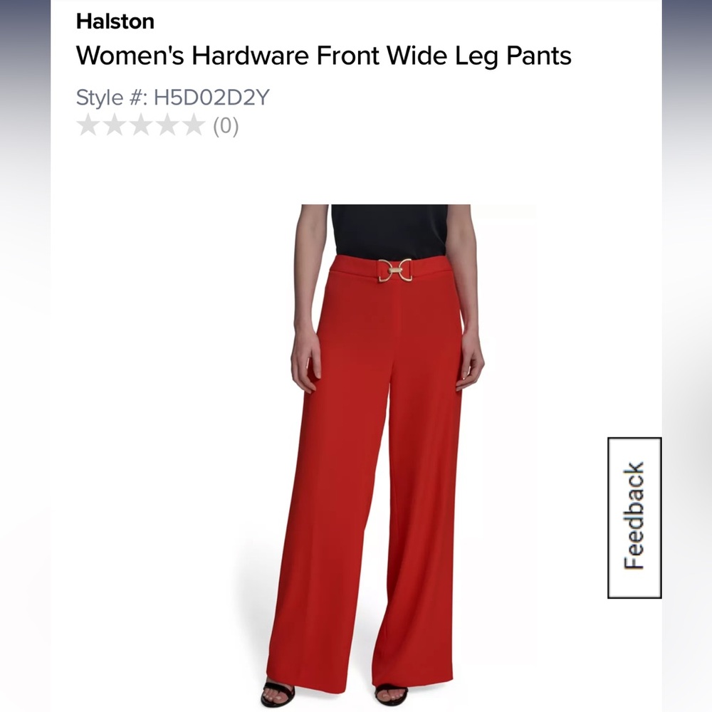 Halston Heritage Black Wide-Leg Pants with Gold Buckle